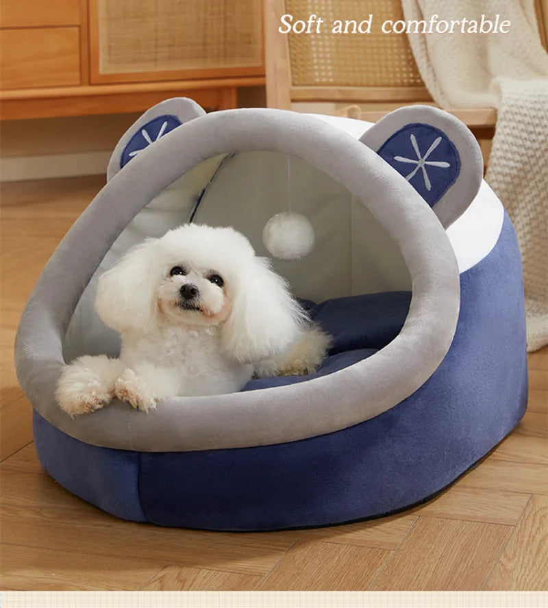 Cute Animal Design Pet Bed | Cute Animal Semi-Closed Pet Cat Bed