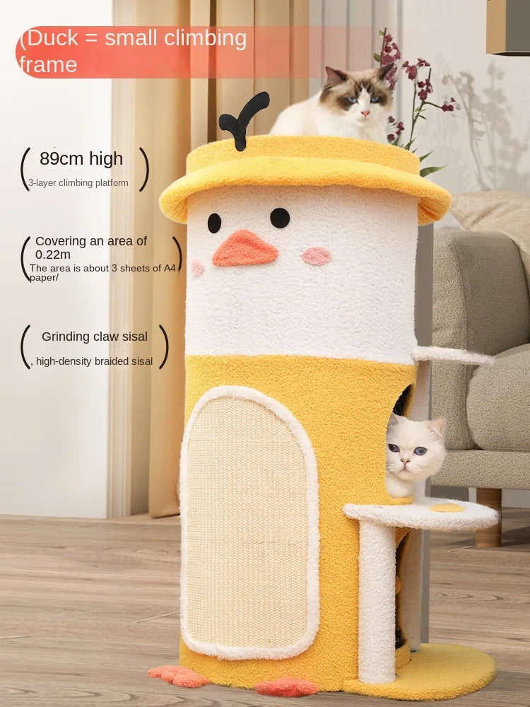 Duck Cat Tree Bed | Yellow Duck Multi-Functional Cat Tree | Cat Tree Bed 