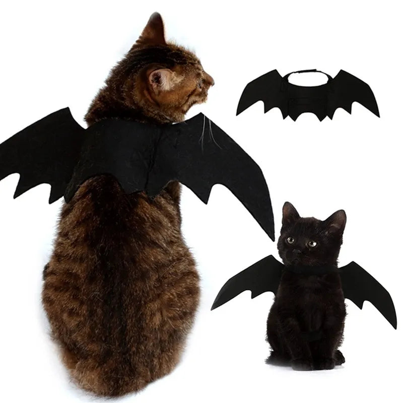 Halloween Cute Pet Clothes Black Bat Wings Harness Costume Cosplay Cat - BaconPaw