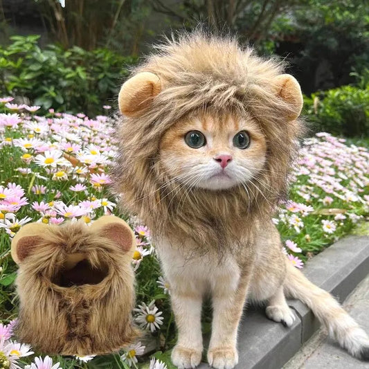 Cat Costume Cute Lion Mane Cat Wig Hat Cosplay Clothes Cap Dress Up - BaconPaw