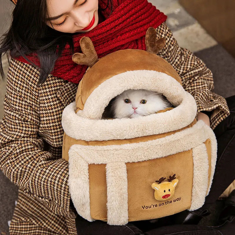 Animal Shape Pet Carrier | Cat Puppy Autumn And Winter Travel Cute Pouch