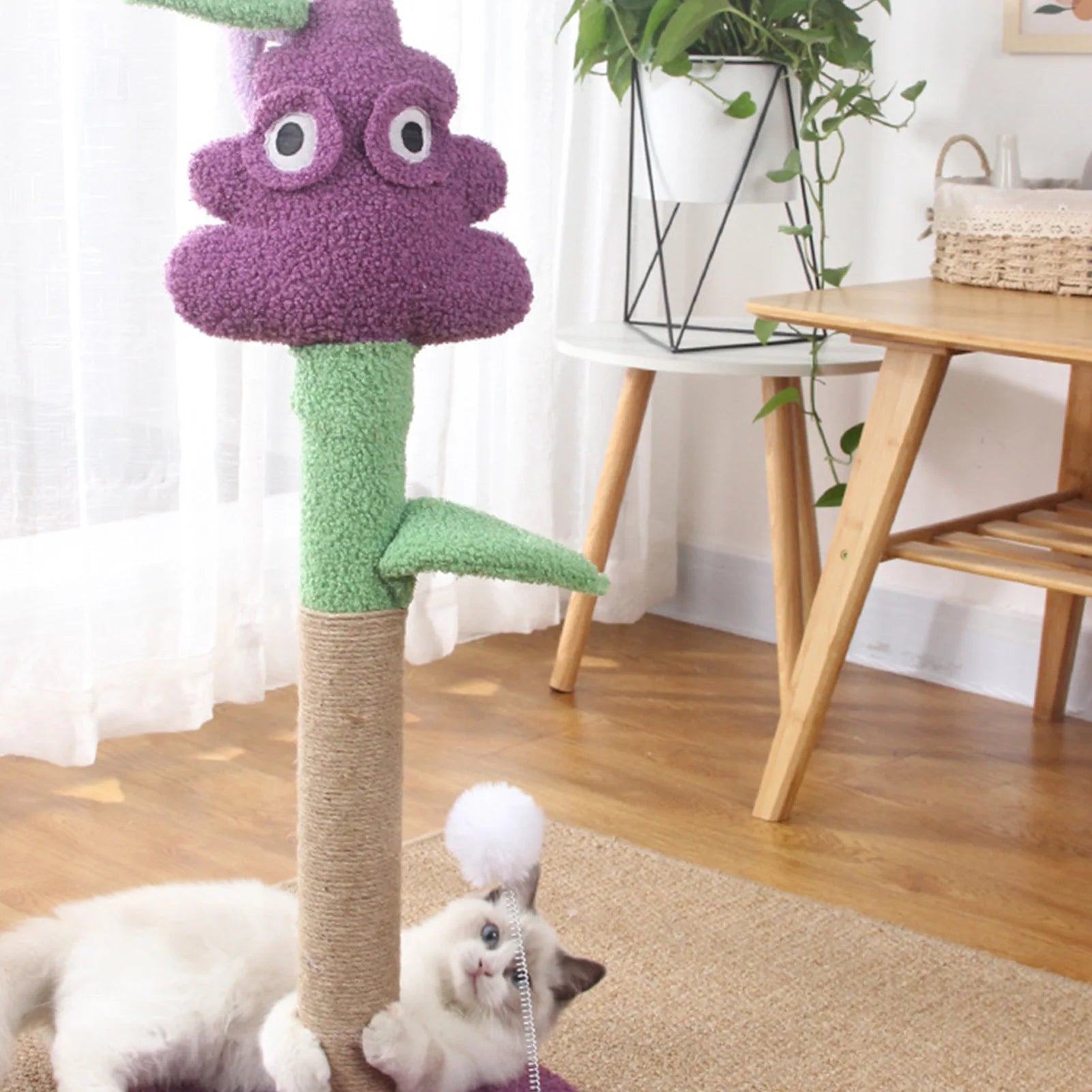 Cat Climbing Tree | Sisal Claw Grinding Purple Grape Shape Interactive