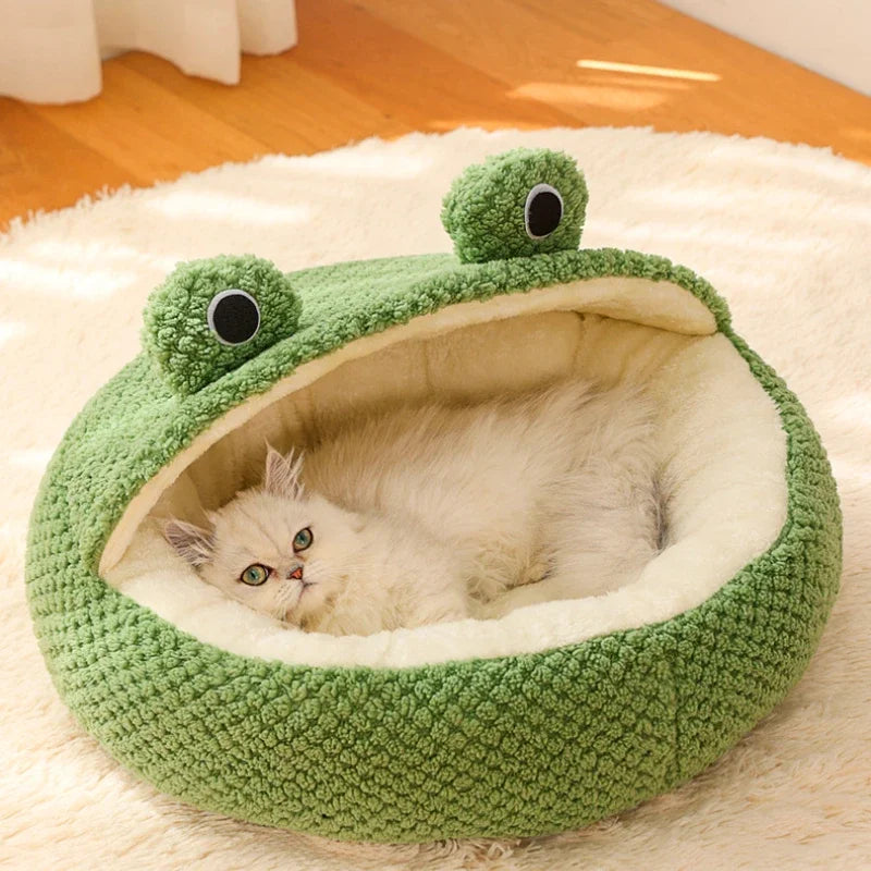 Frog Pet Nest | Green Cute Cartoon Frog Pet Nest | Pet Bed