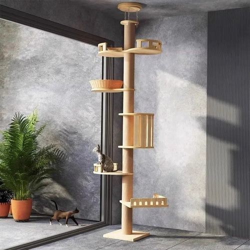 255-265cm Tongtianzhu Cat Climbing Frame Nest Tree Solid Wood Cat