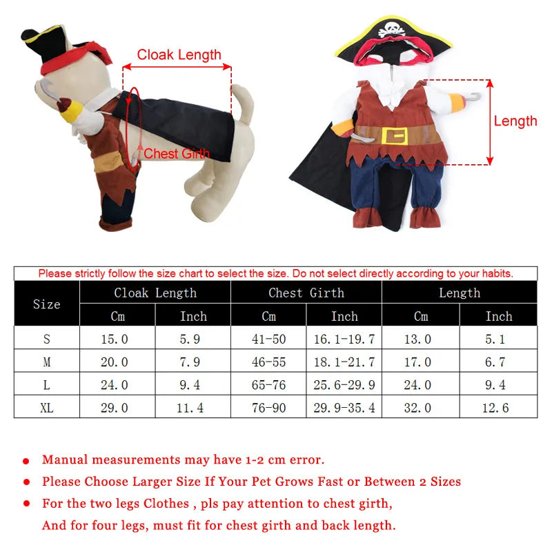 Funny Cat Costumes Pirate Suit Cat Clothes Kitty Kitten Corsair - BaconPaw