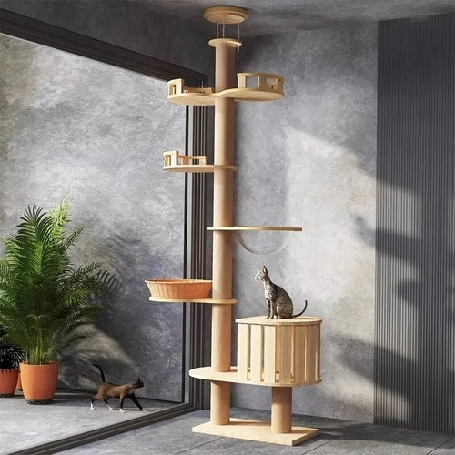 255-265cm Tongtianzhu Cat Climbing Frame Nest Tree Solid Wood Cat