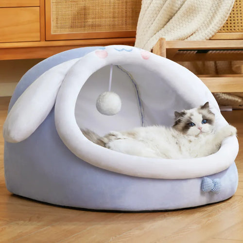 Cute Animal Design Pet Bed | Cute Animal Semi-Closed Pet Cat Bed