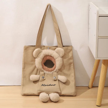 Bear Cartoon Pet Carrier Bag | Cat Carrying Bag | Pet Shoulder Bag