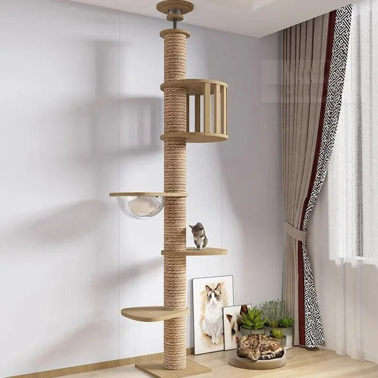 255-265cm Tongtianzhu Cat Climbing Frame Nest Tree Solid Wood Cat