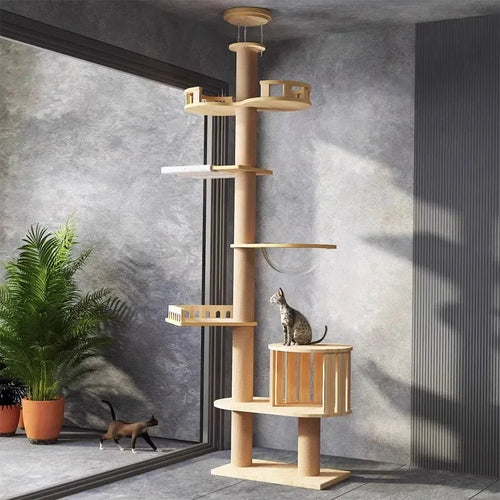 255-265cm Tongtianzhu Cat Climbing Frame Nest Tree Solid Wood Cat