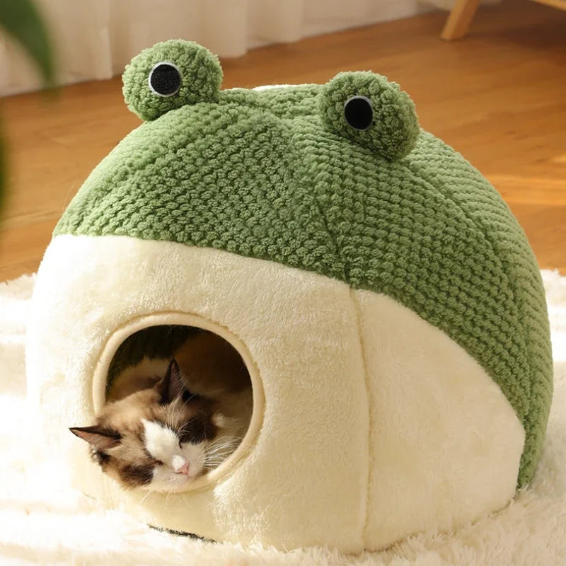 Frog Pet Nest | Green Cute Cartoon Frog Pet Nest | Pet Bed