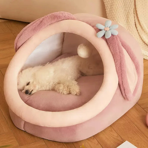 Cute Animal Design Pet Bed | Cute Animal Semi-Closed Pet Cat Bed