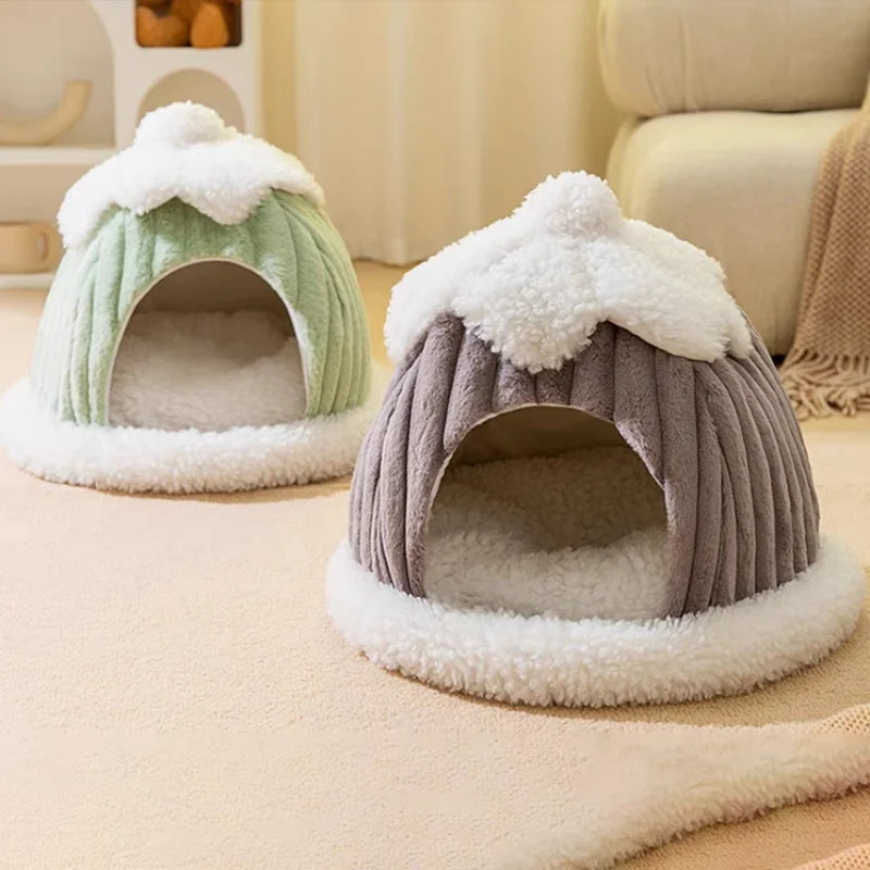 Chestnut Pet House | Cartoon Cute Cat House | Small Cat Tent Bed House