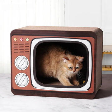 Radio TV Cat Scratcher | Cardboard Cat House | Cat Scratcher Toy