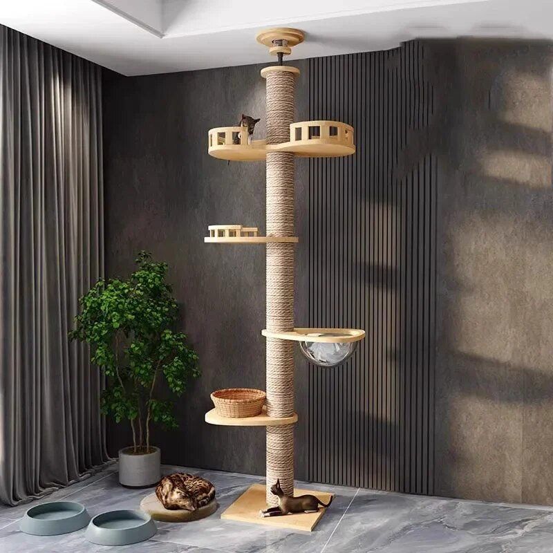 255-265cm Tongtianzhu Cat Climbing Frame Nest Tree Solid Wood Cat