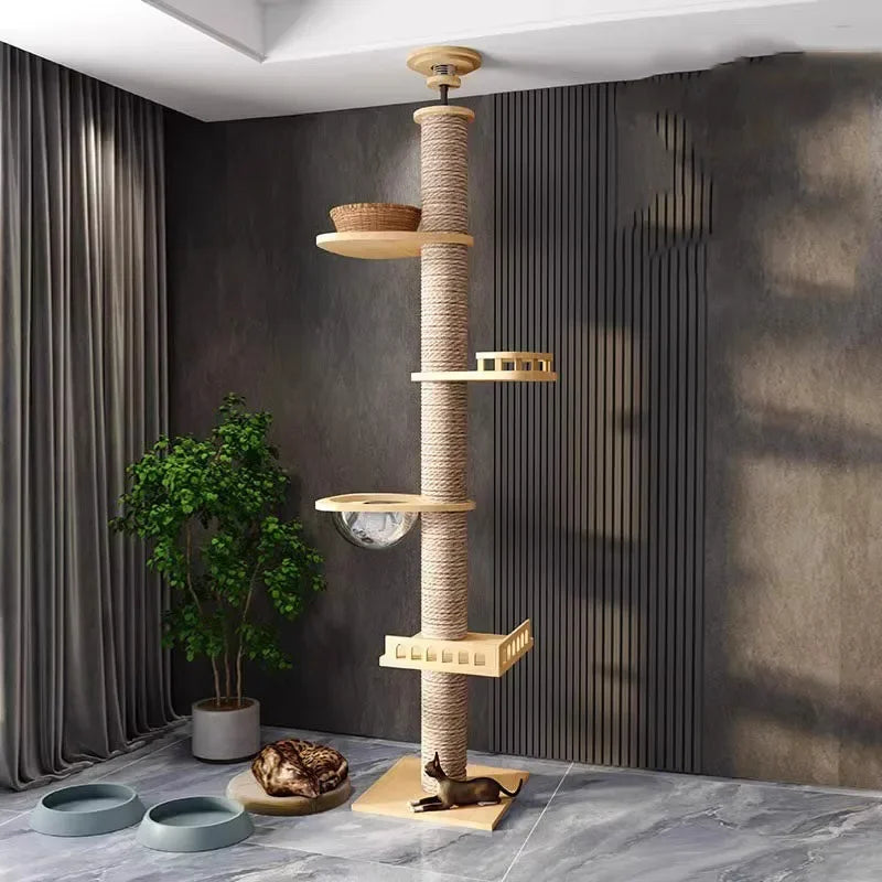 255-265cm Tongtianzhu Cat Climbing Frame Nest Tree Solid Wood Cat