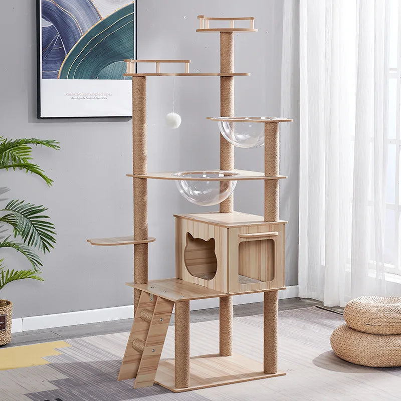 6 Layers Wooden Cat Tree | Cat Climbing Frame | Cat Tower