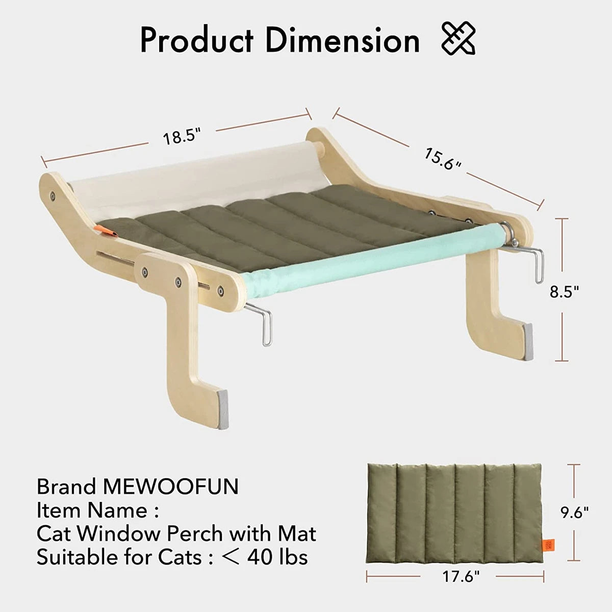 Cat Bed Window Perch | Cat Window Hammock Seat for Indoor Cats