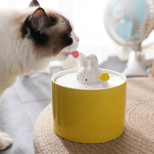 Cute Bunny Ceramics Automatic Pet Water Fountain