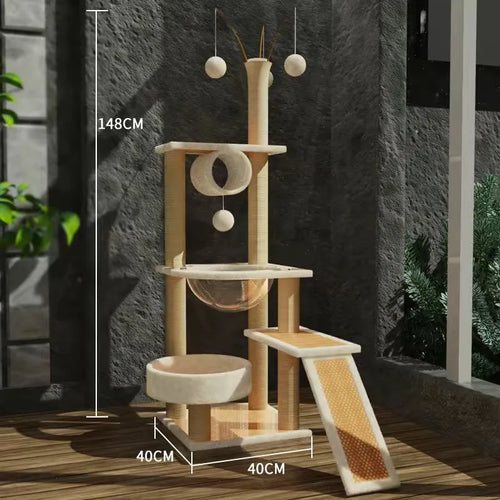 6 Layers White Wooden Cat Tree | 6 Levels Cat Tower | Cat Tree