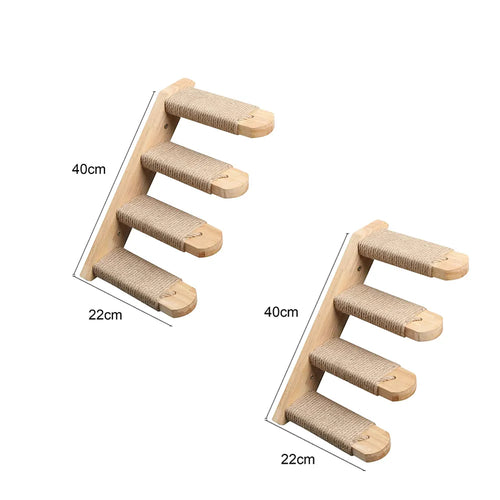 Wall Mounted Climbing Wooden Shelves Hammock Set | Cat Climbing Frame Cat Tree