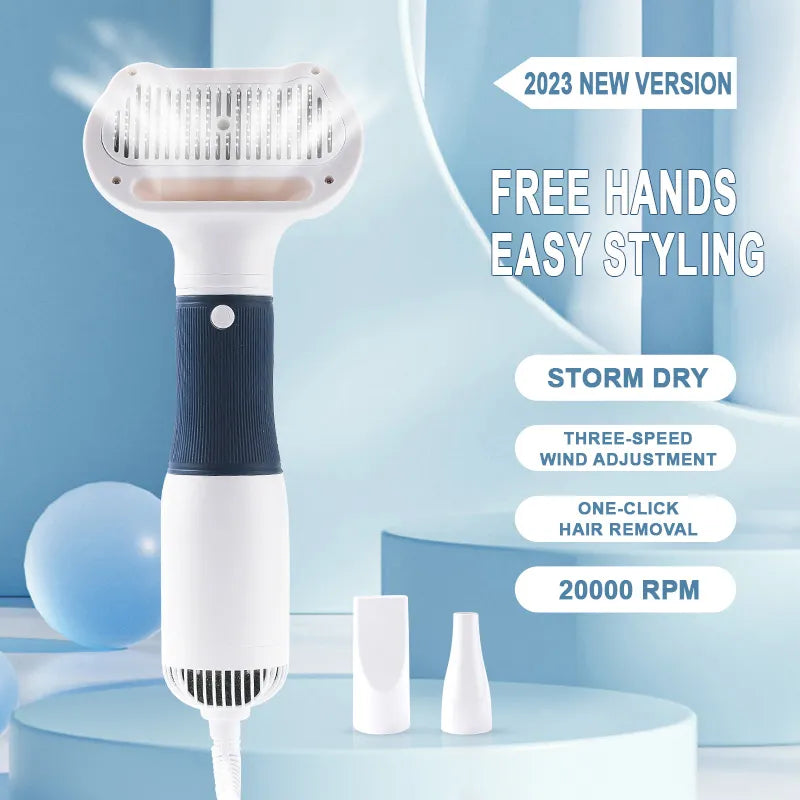 3-In-1 Pet Quiet Dryer and Comb | Pet Dog Hair Dryer Brush