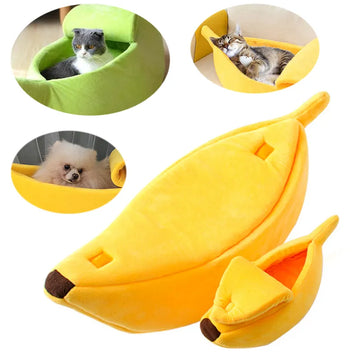 Warm Banana Shaped Dog Cat Bed | Cozy Basket Puppy Kittens Cushion