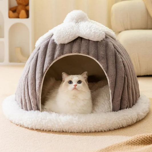 Chestnut Pet House | Cartoon Cute Cat House | Small Cat Tent Bed House