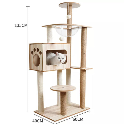 6 Layers Wooden Cat Tree | Cat Climbing Frame | Cat Tower