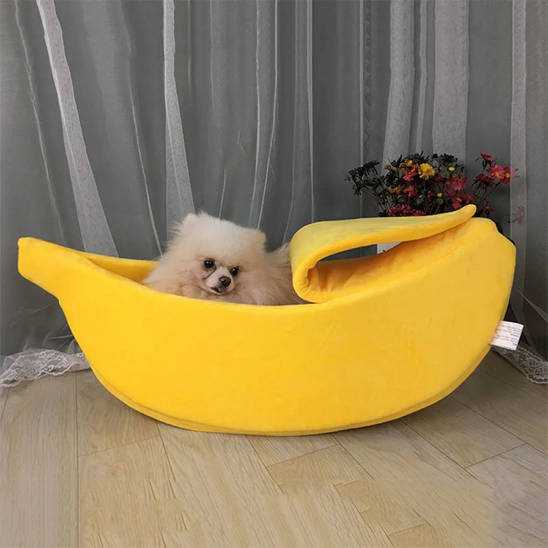 Warm Banana Shaped Dog Cat Bed | Cozy Basket Puppy Kittens Cushion