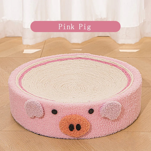 Cute Animal 2 in 1 Round Scratcher Bed | Cat Scratching Bed Round