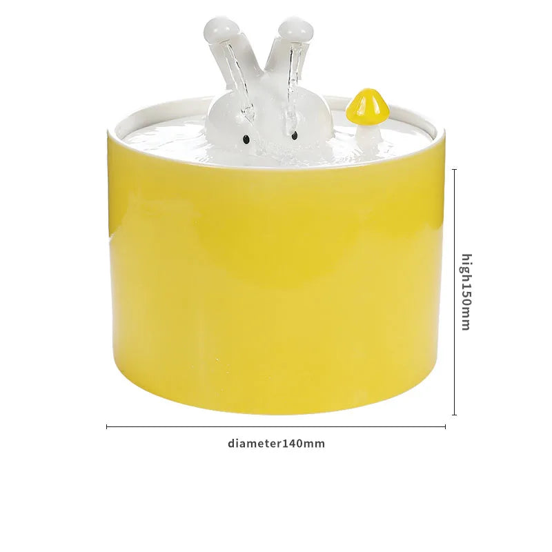 Cute Bunny Ceramics Automatic Pet Water Fountain