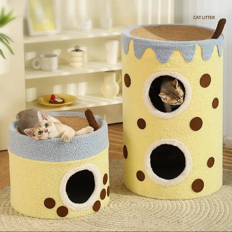 Yellow Bubble Cat House Scratcher | New Cat Nest Winter Warm