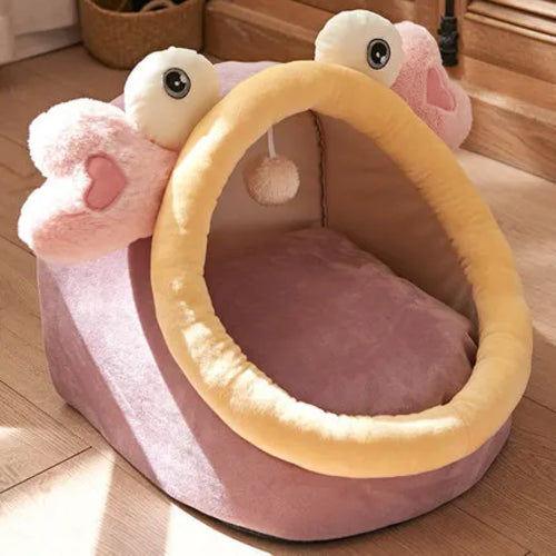 Cute Animal Design Pet Bed | Cute Animal Semi-Closed Pet Cat Bed