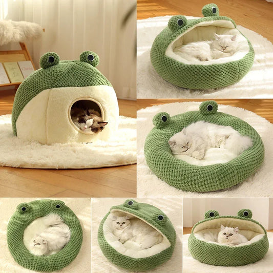 Frog Pet Nest | Green Cute Cartoon Frog Pet Nest | Pet Bed