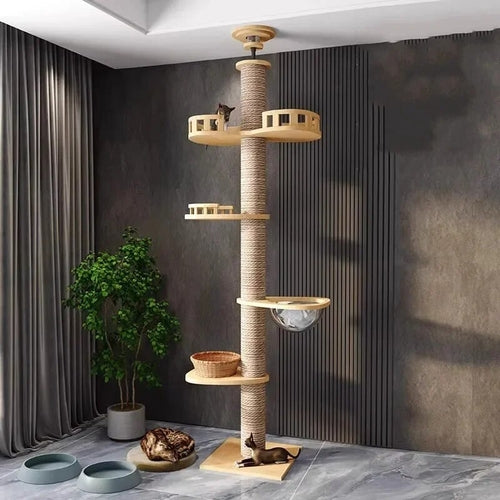 255-265cm Tongtianzhu Cat Climbing Frame Nest Tree Solid Wood Cat