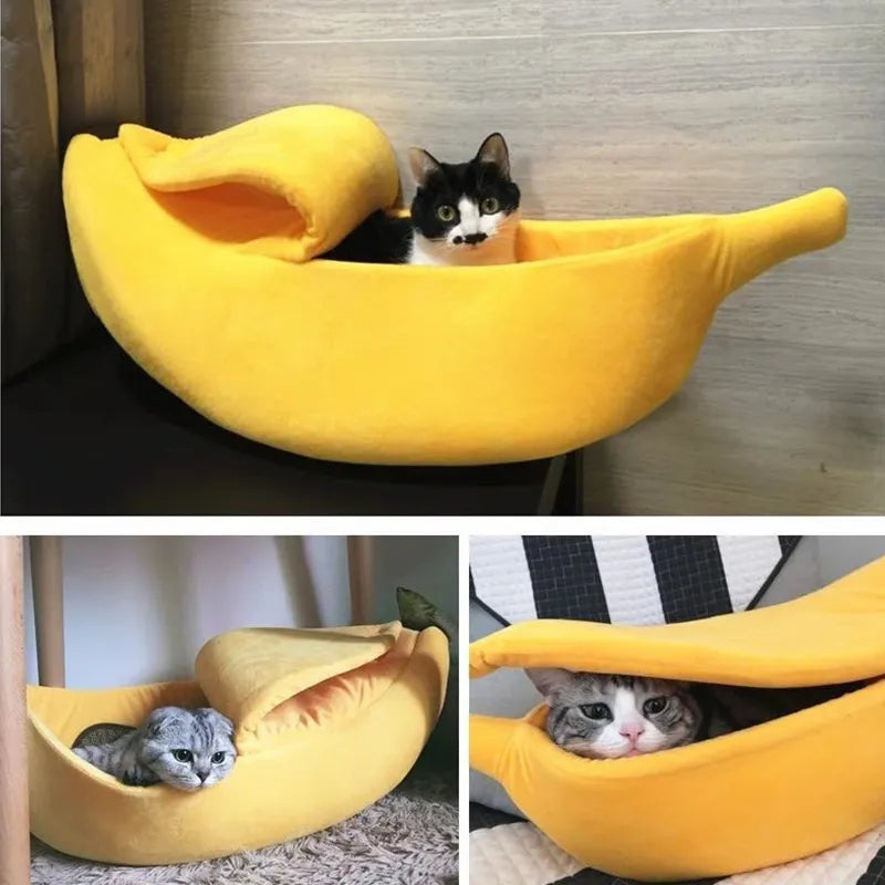 Warm Banana Shaped Dog Cat Bed | Cozy Basket Puppy Kittens Cushion