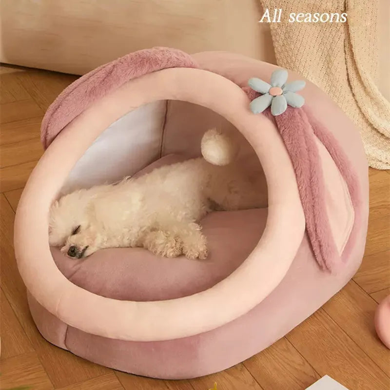 Cute Animal Design Pet Bed | Cute Animal Semi-Closed Pet Cat Bed