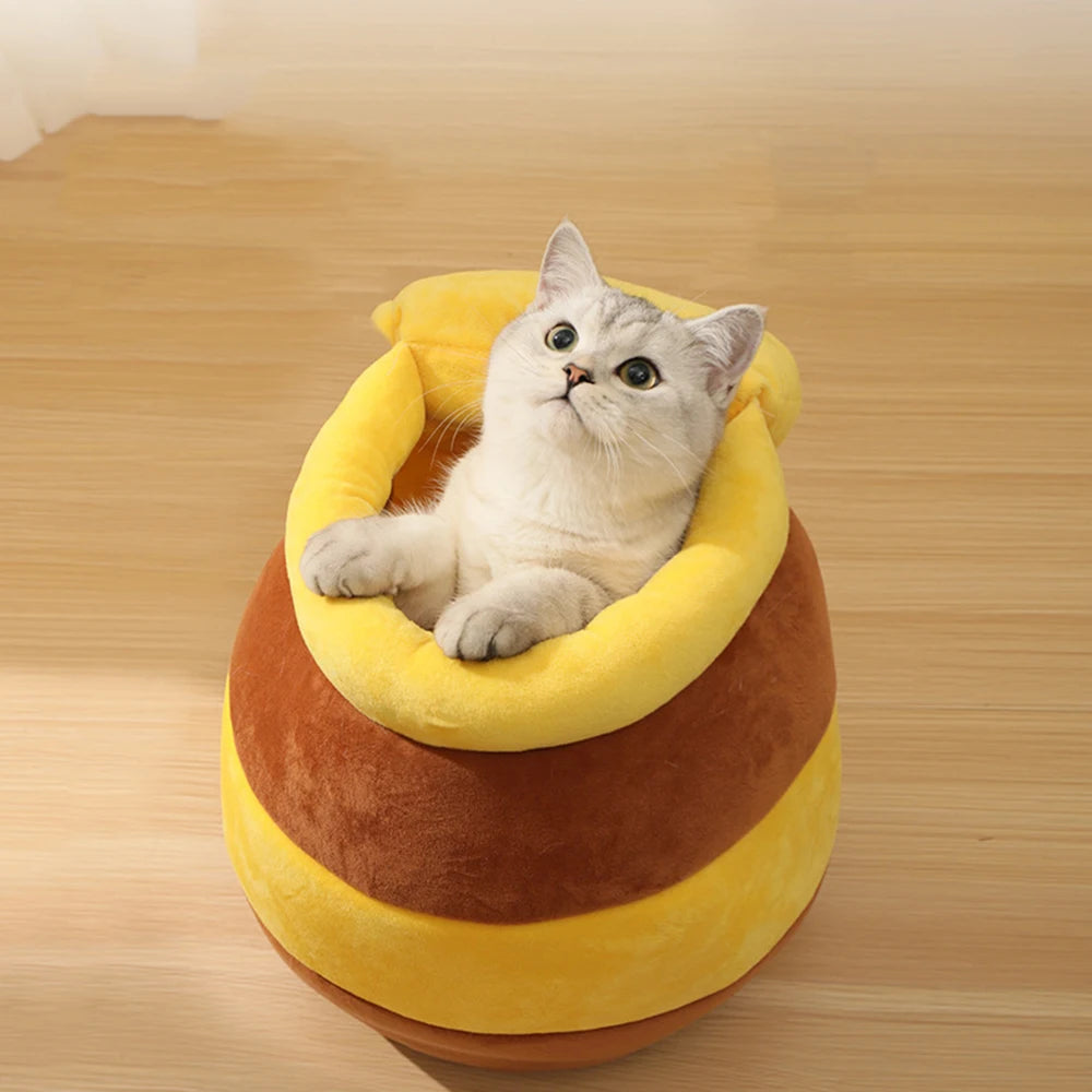 Honey Pot Pet Nest | Soft Cave Nest Cat Bed | Cute Honey Pot Cat 