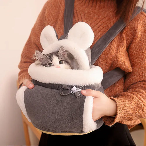 Warm Flannel Carrying Pets | Rabbit Shape Pet Carrier Winter