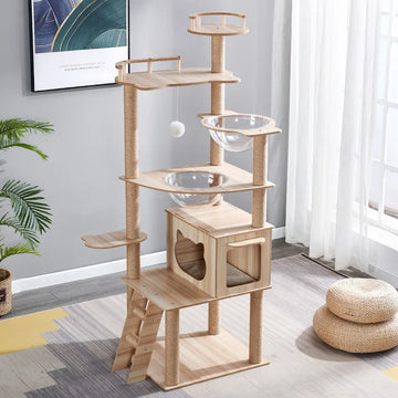 6 Layers Wooden Cat Tree | Cat Climbing Frame | Cat Tower