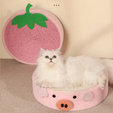 Cute Animal 2 in 1 Round Scratcher Bed | Cat Scratching Bed Round