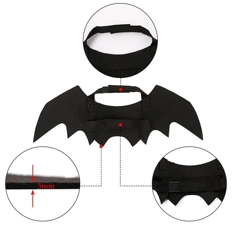 Halloween Cute Pet Clothes Black Bat Wings Harness Costume Cosplay Cat - BaconPaw