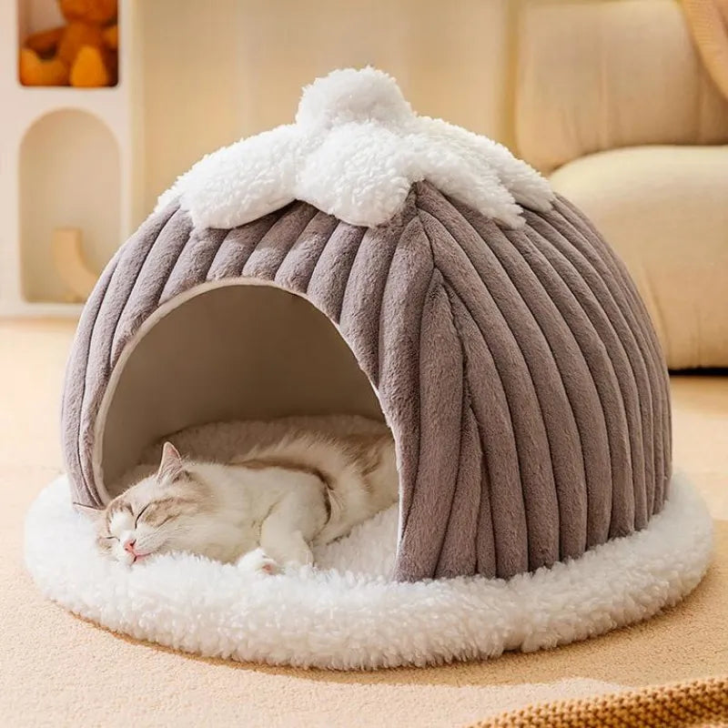 Chestnut Pet House | Cartoon Cute Cat House | Small Cat Tent Bed House