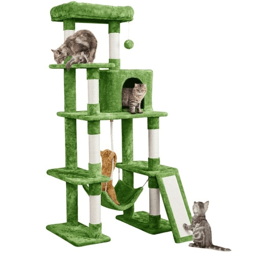 5 Layers 63" Green Cat Tree | Cat Climbing Frame | Cat Toys