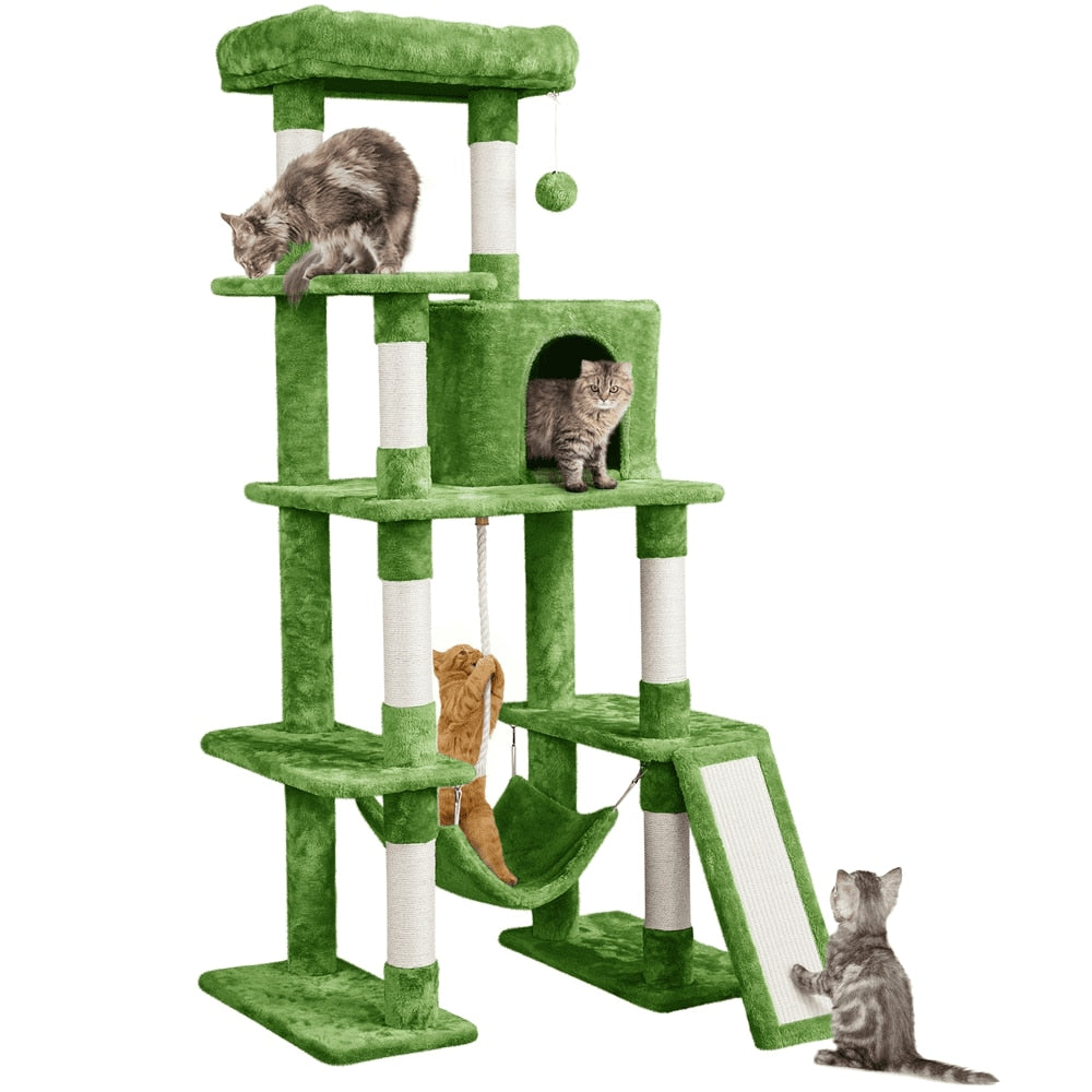 5 Layers 63" Green Cat Tree | Cat Climbing Frame | Cat Toys