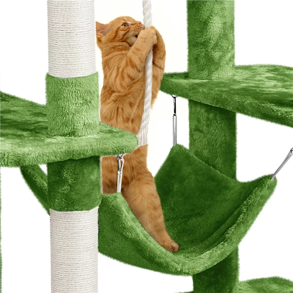 5 Layers 63" Green Cat Tree | Cat Climbing Frame | Cat Toys