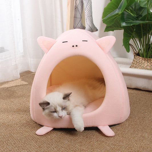 Animal Shape Pet House | Cute Cartoon Pet Bed Cat Dog Nest