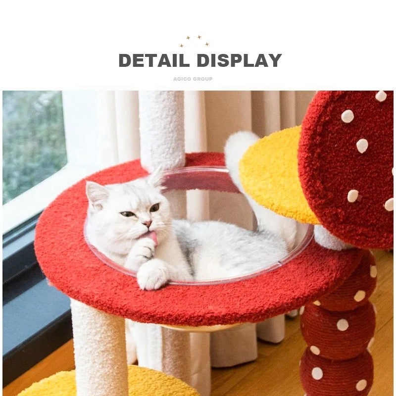  Red Candy Cat Tree | Tall Stable Cat Scratcher Tower | Home Furniture Cat Tree