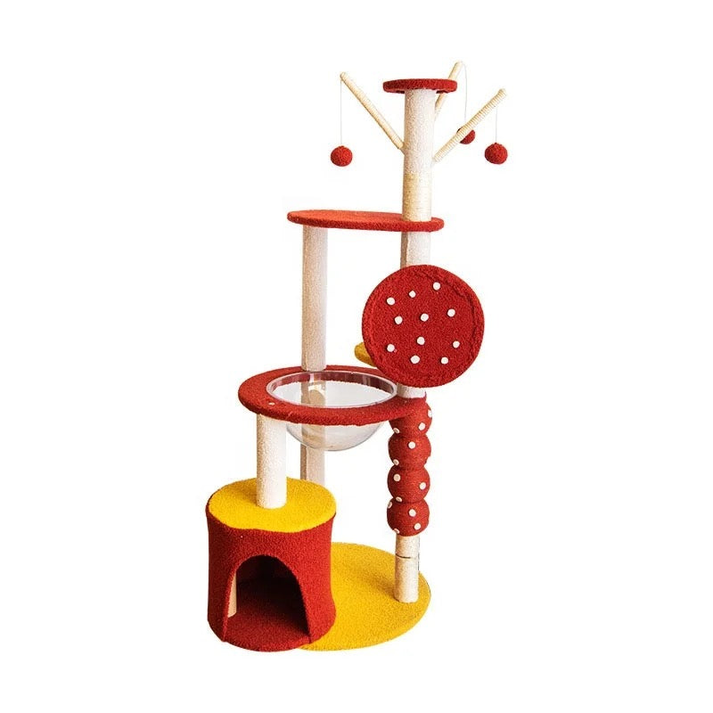  Red Candy Cat Tree | Tall Stable Cat Scratcher Tower | Home Furniture Cat Tree